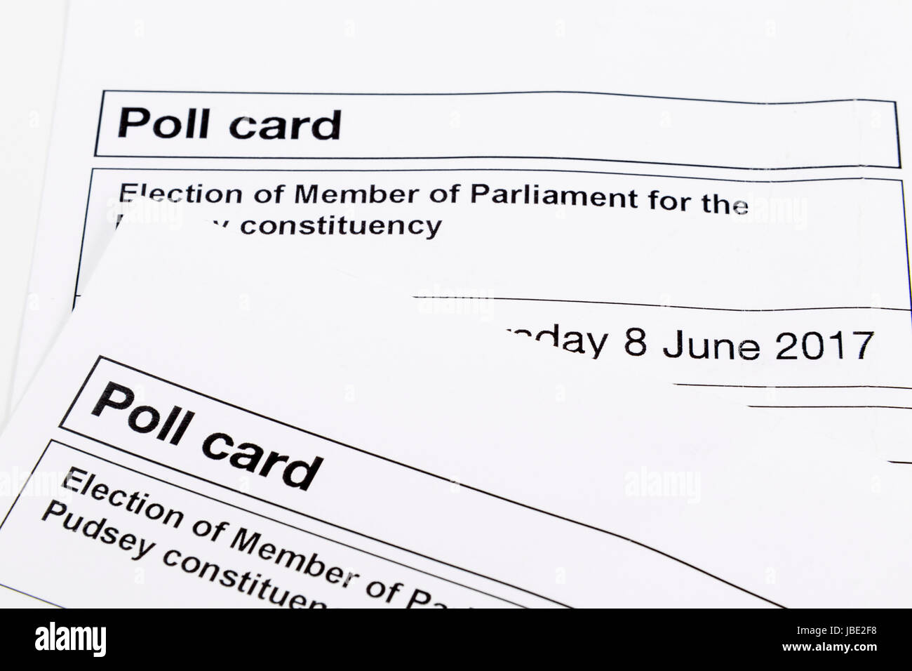 Polling Cards from the 2017 UK Government election Stock Photo
