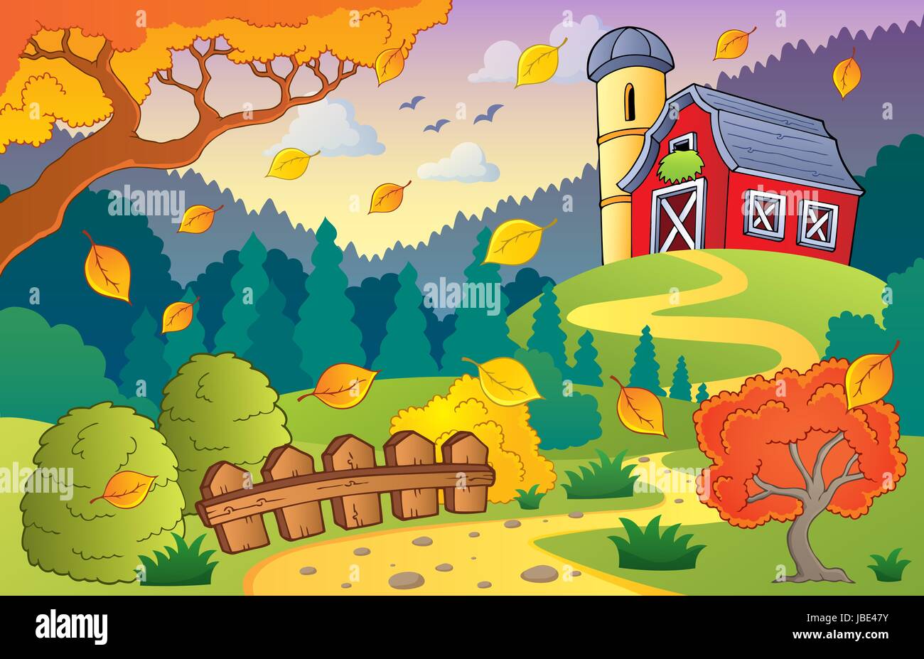 Autumn farm landscape picture illustration hi-res stock photography and ...
