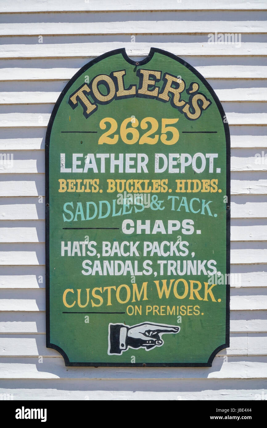 Old style sign at Old town San Diego - SAN DIEGO - CALIFORNIA Stock Photo