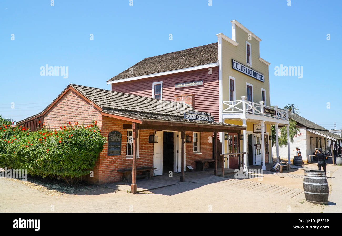 Amazing Western Style houses at San Diego Old Town - SAN DIEGO - CALIFORNIA Stock Photo