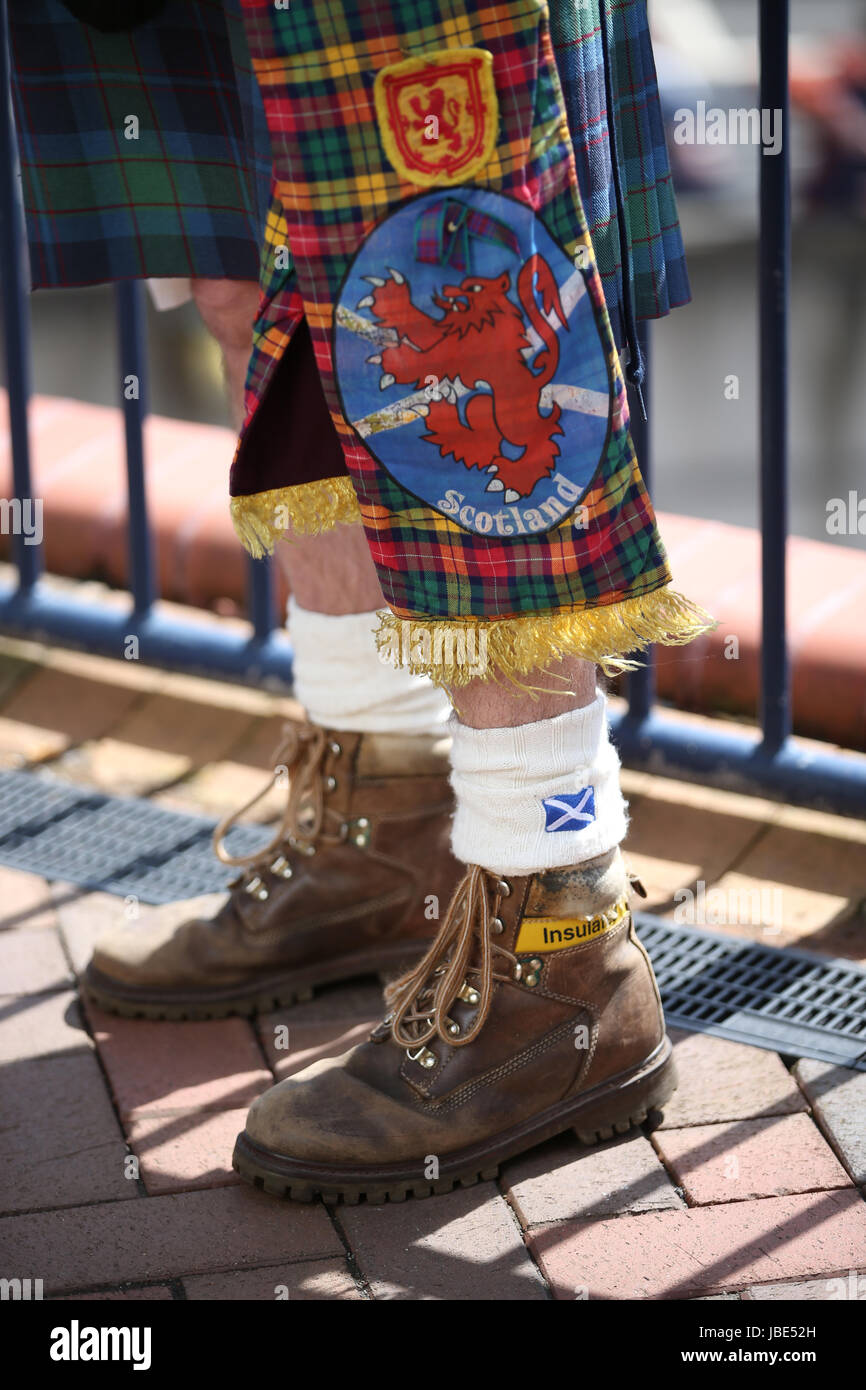 A Scotland supporter before the 2018 FIFA World Cup qualifying, Group F match at Hampden Park, Glasgow. Stock Photo