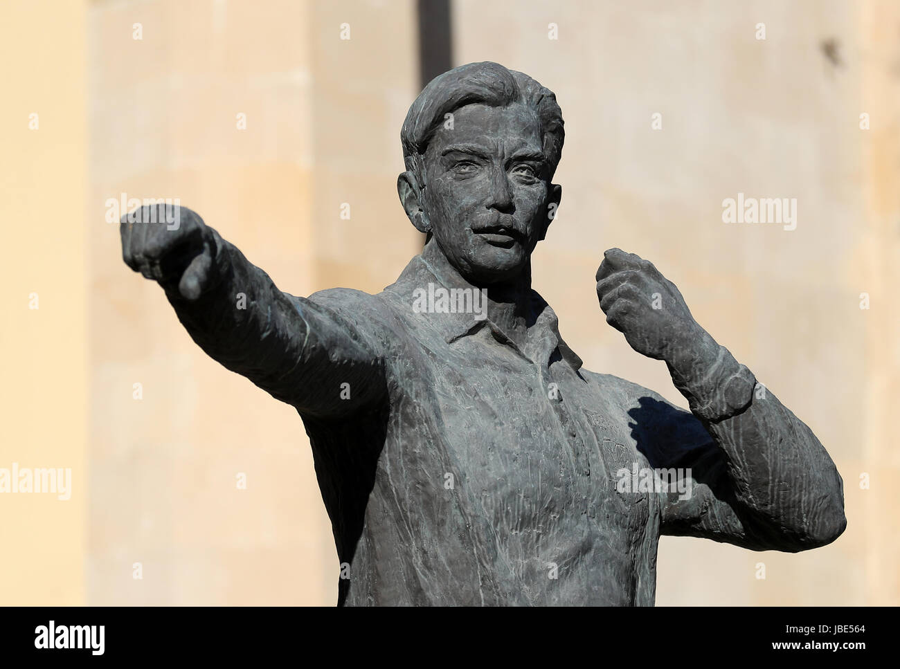 The statue of linesman Tofik Bakhramov before the 2018 FIFA World Cup qualifying, Group C match at the Tofik Bakhramov Stadium, Baku. Stock Photo