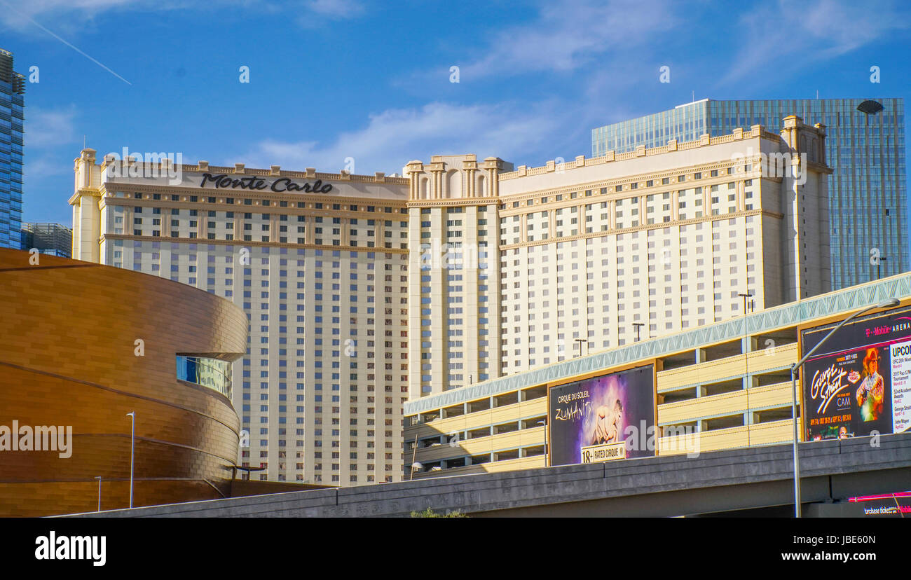 The Monte Carlo Hotel Las Vegas behind T-Mobile Arena - LAS VEGAS - NEVADA Stock Photo