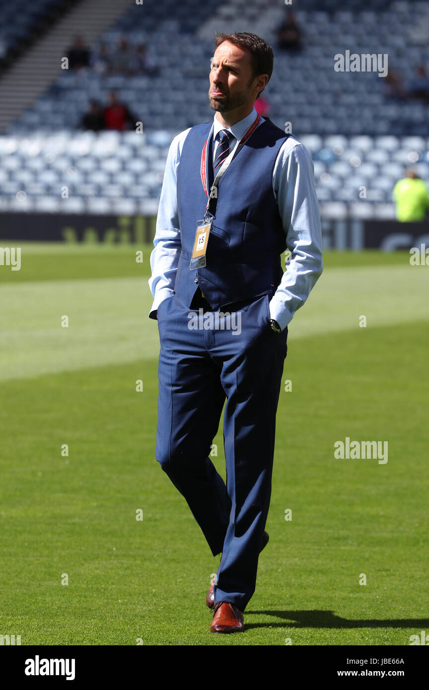England manager Gareth Southgate before the 2018 FIFA World Cup qualifying, Group F match at Hampden Park, Glasgow. Stock Photo