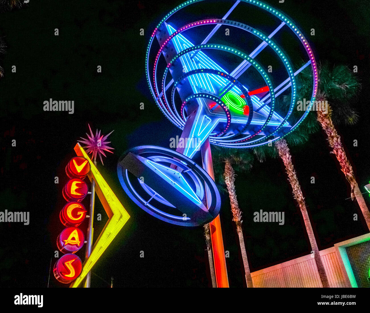 Downtown Las Vegas at night Fremont street neon lights LAS VEGAS