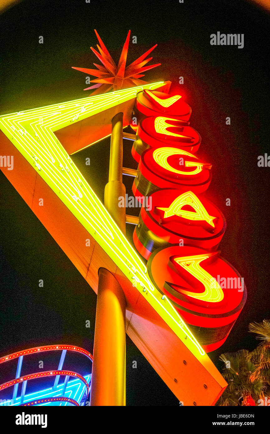 Las Vegas Neon lights at Downtown Las Vegas - LAS VEGAS - NEVADA Stock