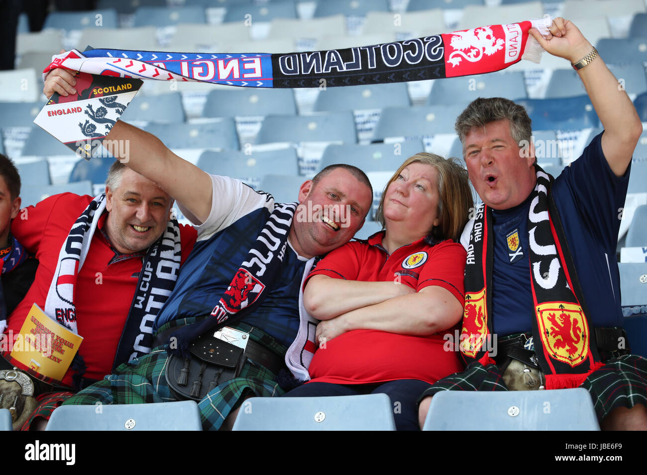 Scotland supporters in the stands before the 2018 FIFA World Cup qualifying, Group F match at Hampden Park, Glasgow. Stock Photo
