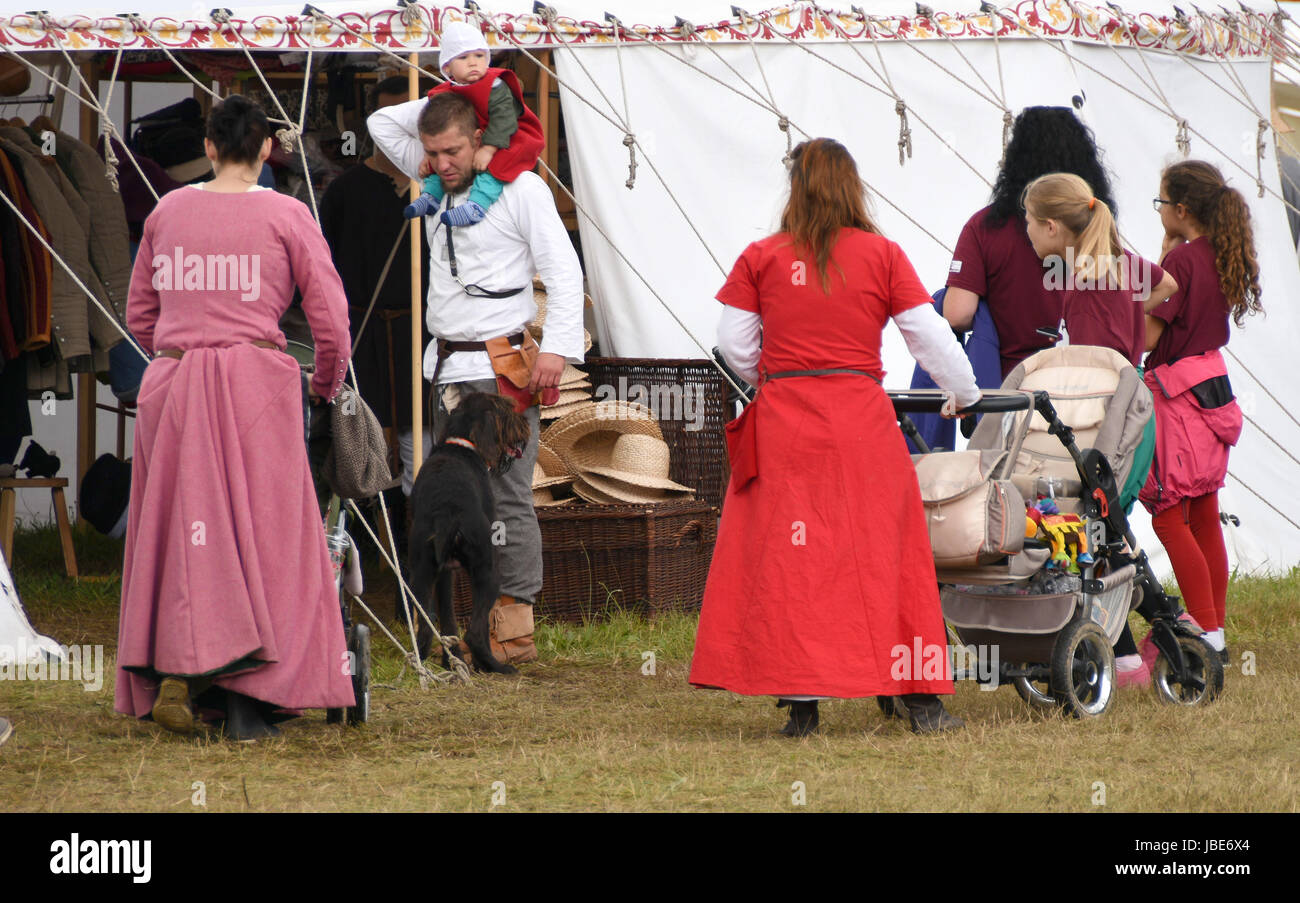 The staging of the medieval Battle of Grunwald in which the Teutonic knights fought against the Polish and Lithuanian knights. Stock Photo