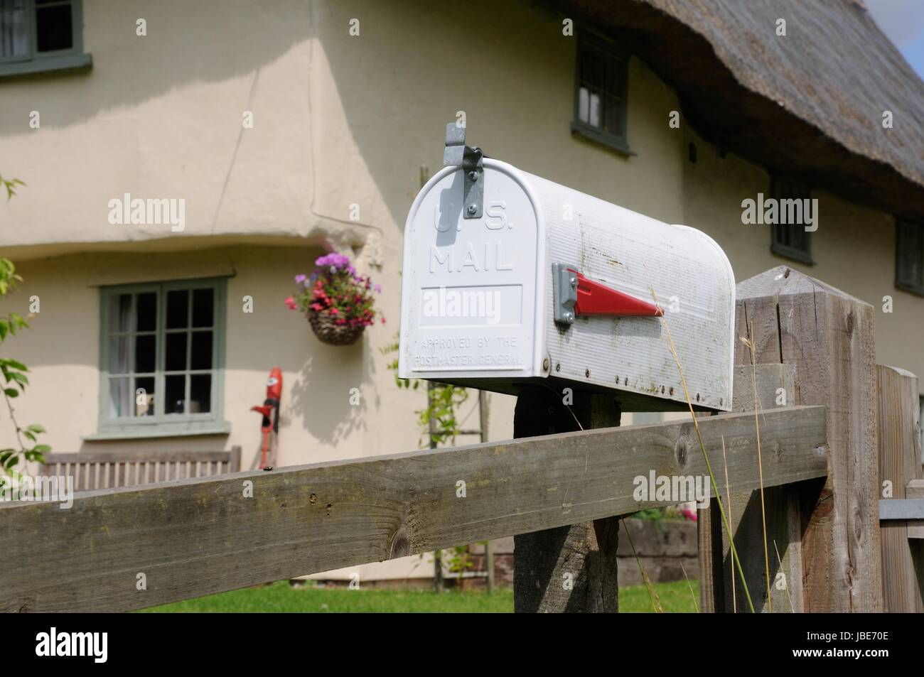 US Mail box at Cranston Cottage, Furneaux Pelham, Hertfordshire Stock