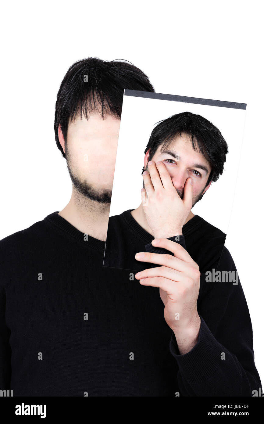 symbolic image of a man holding his face showing changes according to ...