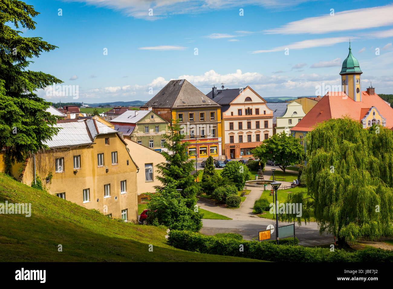 JAVORNIK CZECH REPUBLIC JUNE 07, 2017 Summer View of Javornik Town