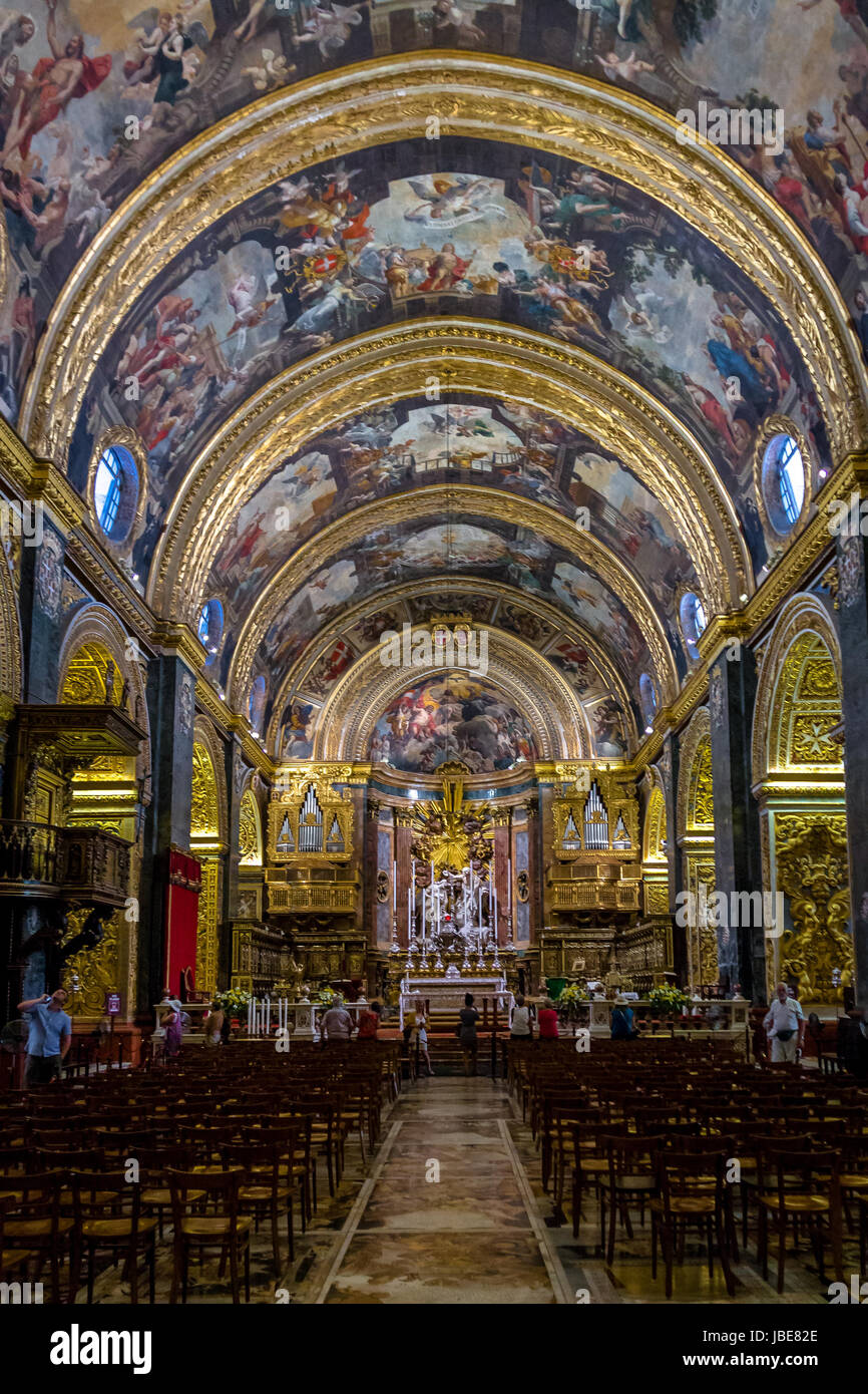 Interior of St John's Co-Cathedral - Valletta, Malta Stock Photo