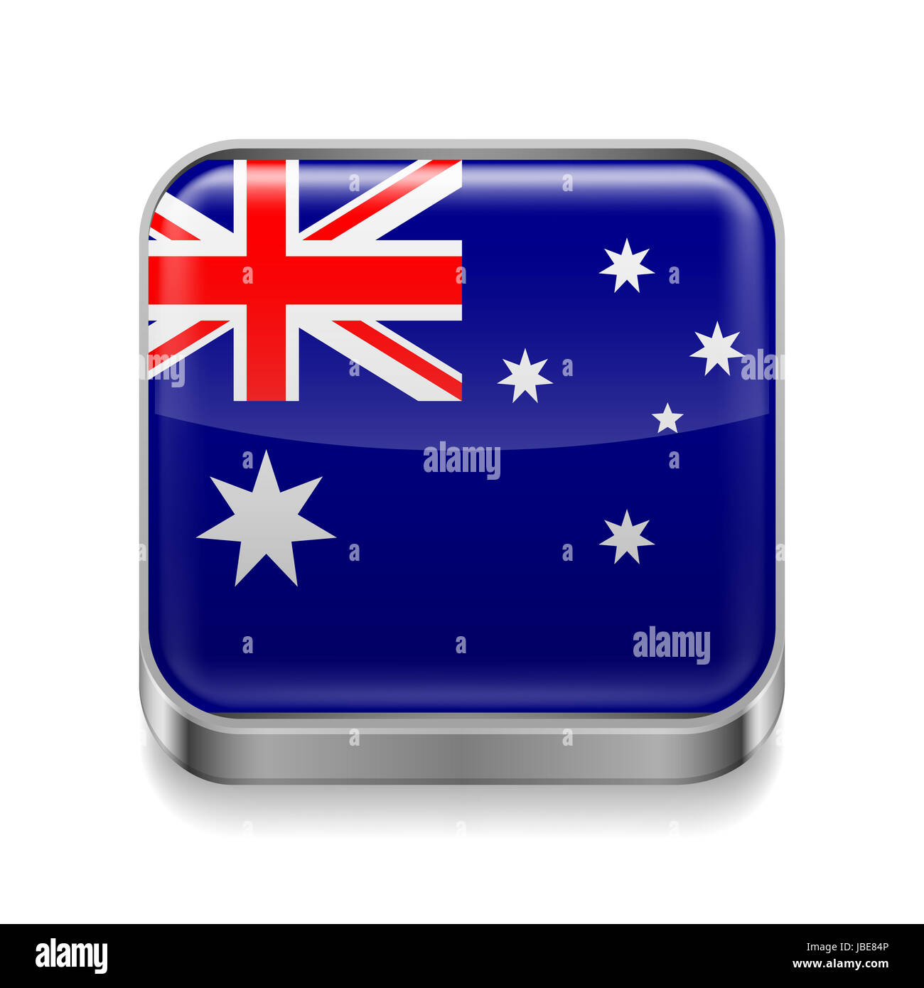 Metal square icon with Australian flag colors Stock Photo - Alamy