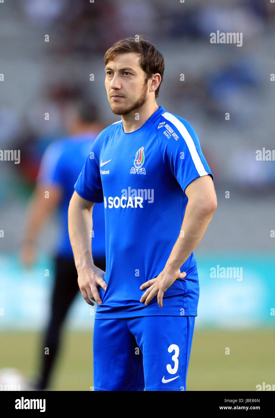 Azerbaijan's Magomed Mirzabekov during the 2018 FIFA World Cup qualifying, Group C match at the Tofik Bakhramov Stadium, Baku. Stock Photo