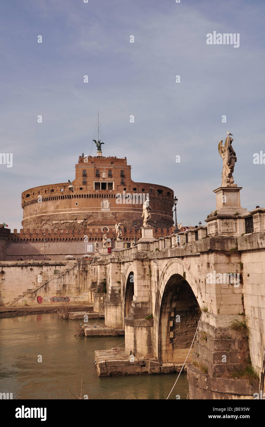 castel sant'angelo with ponte sant'angelo Stock Photo