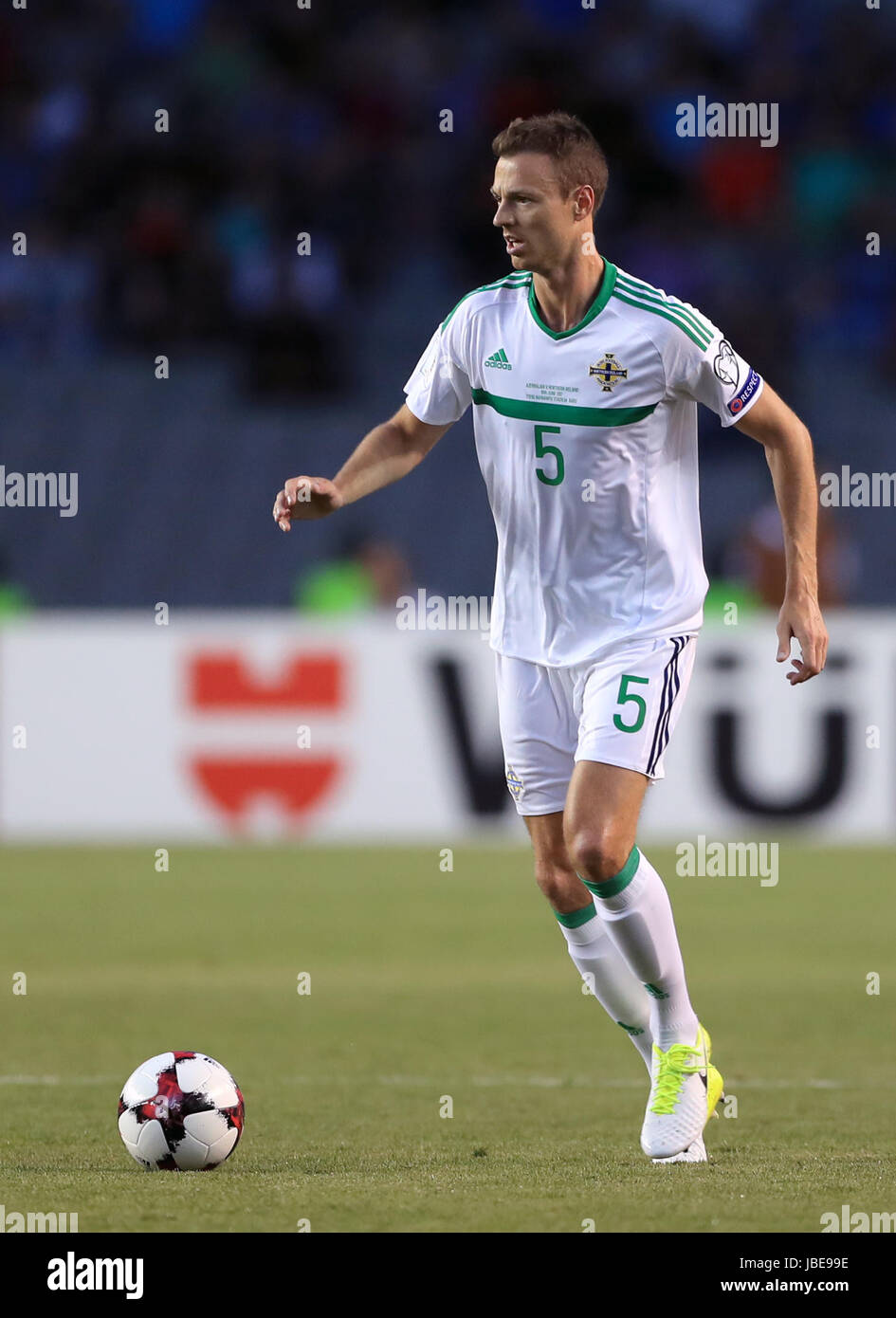 Northern Ireland's Jonny Evans during the 2018 FIFA World Cup qualifying, Group C match at the Tofik Bakhramov Stadium, Baku. PRESS ASSOCIATION Photo. Picture date: Saturday June 10, 2017. See PA story SOCCER Azerbaijan. Photo credit should read: Tim Goode/PA Wire. RESTRICTIONS: Editorial use only, no commercial use without prior permission, please contact PA Images for further information. Stock Photo