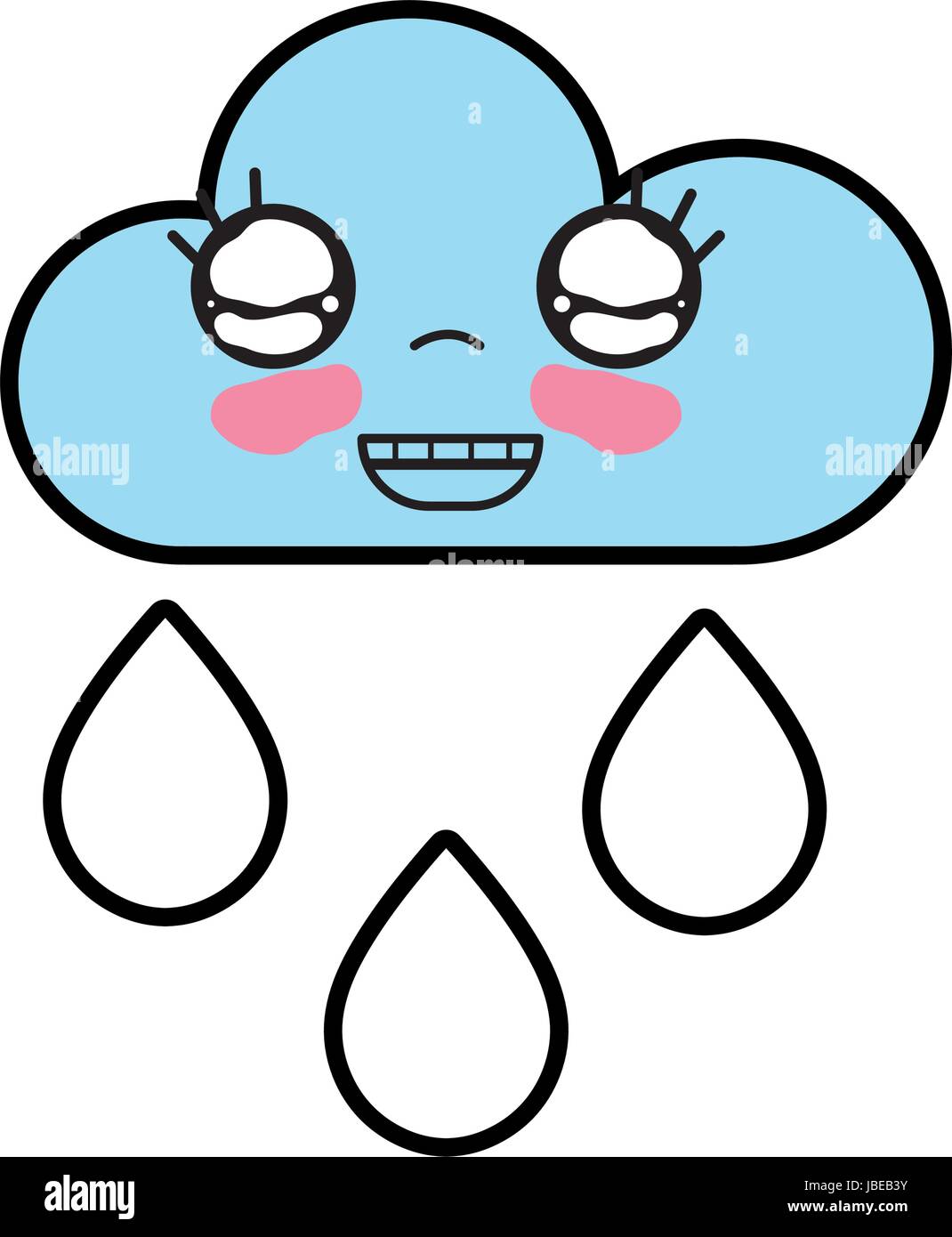 kawaii nice happy cloud raining Stock Vector Image & Art - Alamy
