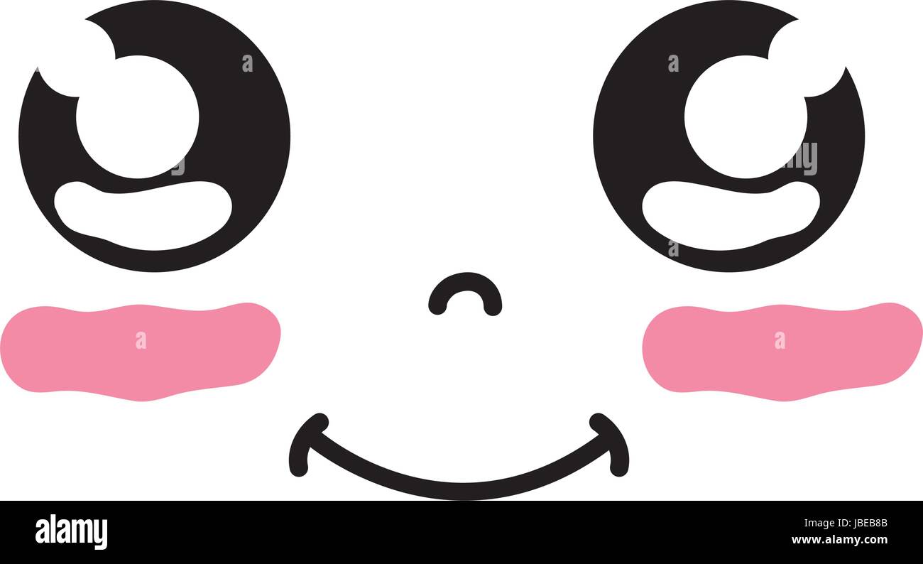 kawaii cute happy face expression Stock Vector Image & Art - Alamy