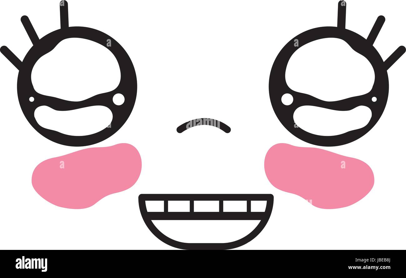 kawaii cute happy face expression Stock Vector Image & Art - Alamy