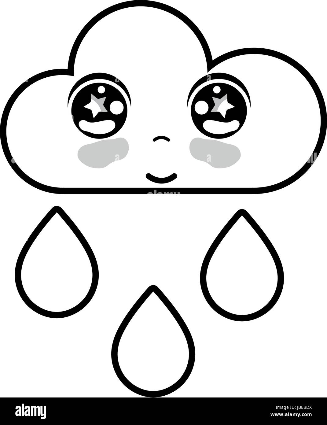 line kawaii nice tender cloud raining Stock Vector Image & Art - Alamy