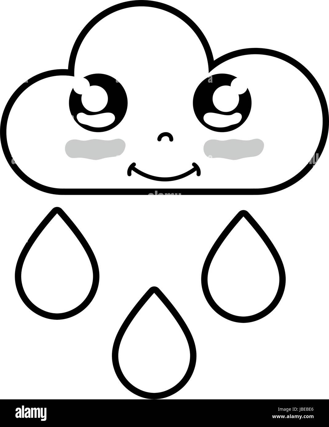 line kawaii nice happy cloud raining Stock Vector Image & Art - Alamy