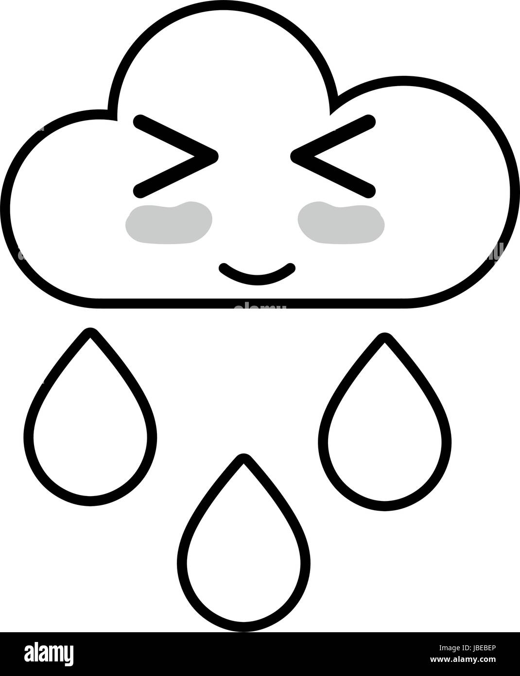 line kawaii nice funny cloud raining Stock Vector Image & Art - Alamy
