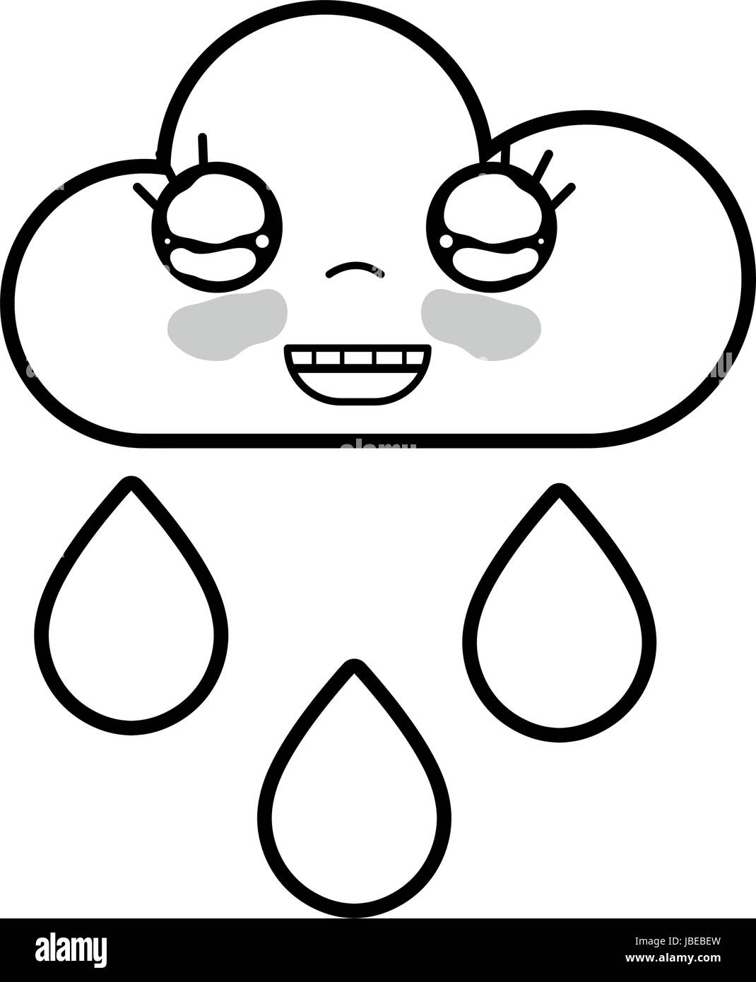 line kawaii nice happy cloud raining Stock Vector Image & Art - Alamy