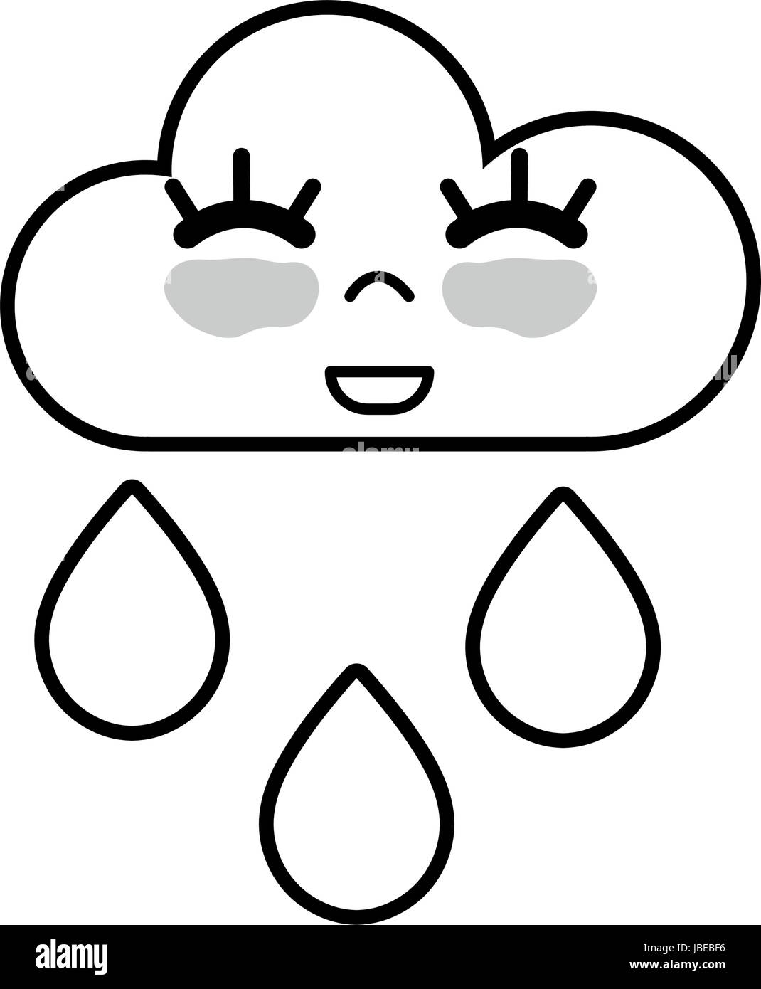 line kawaii nice happy cloud raining Stock Vector Image & Art - Alamy
