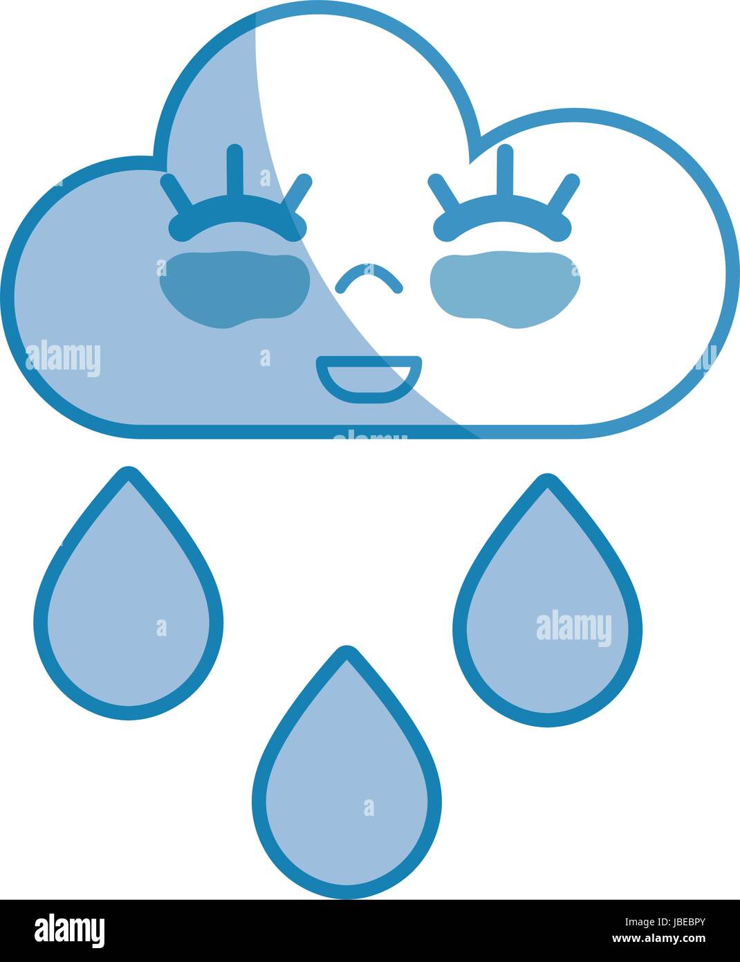 silhouette kawaii nice happy cloud raining Stock Vector Image & Art - Alamy