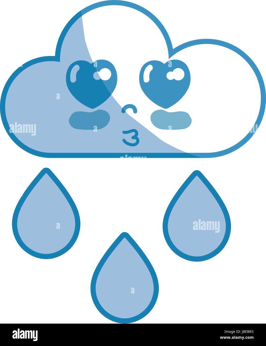 silhouette kawaii nice tender cloud raining Stock Vector Image & Art ...