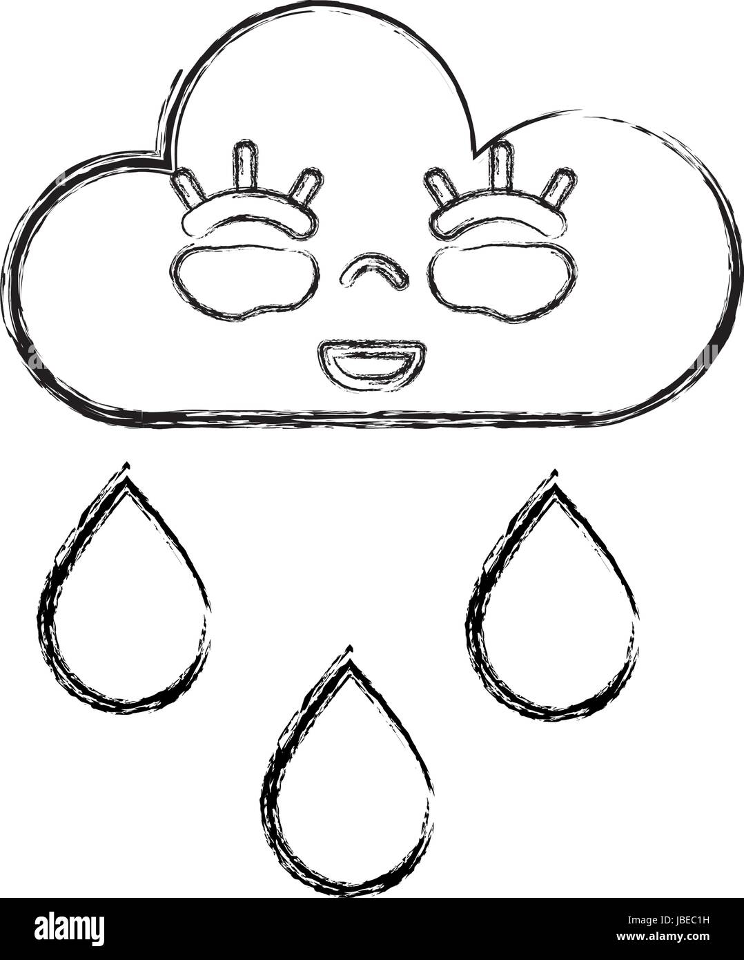 figure kawaii nice happy cloud raining Stock Vector Image & Art - Alamy