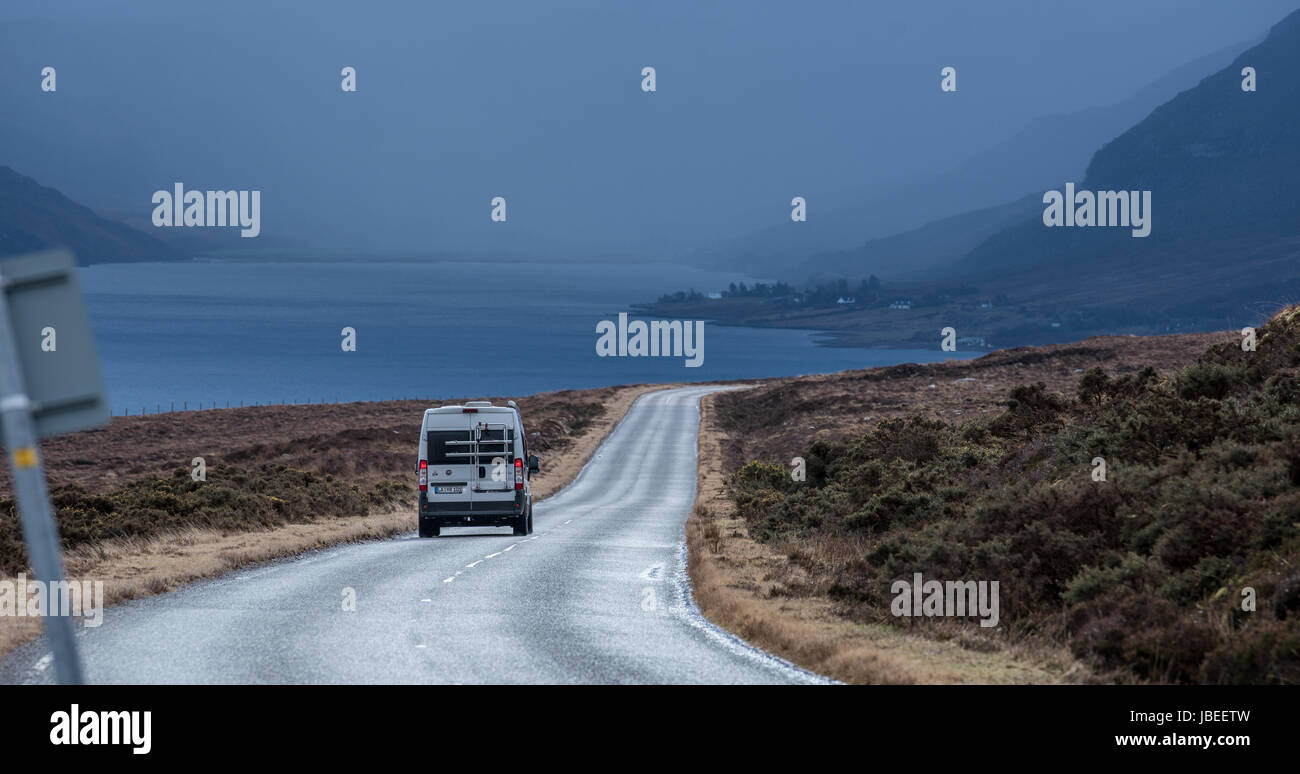 Fiat Ducato Van On A Camping Trip Dramatic Weather Ahead Stock Photo Alamy
