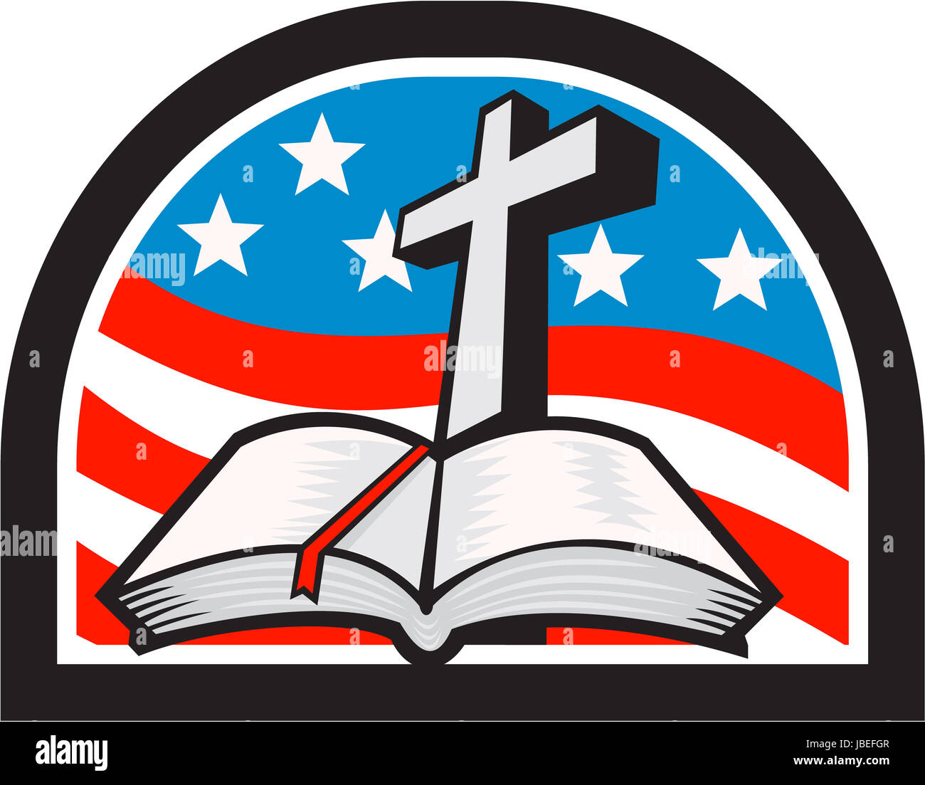 photo Bible American Flag And Cross alamy
