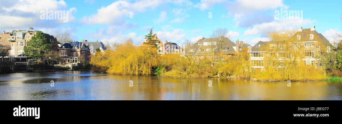 Landscape With Lake And Cottages In Amsterdam Netherlands Stock