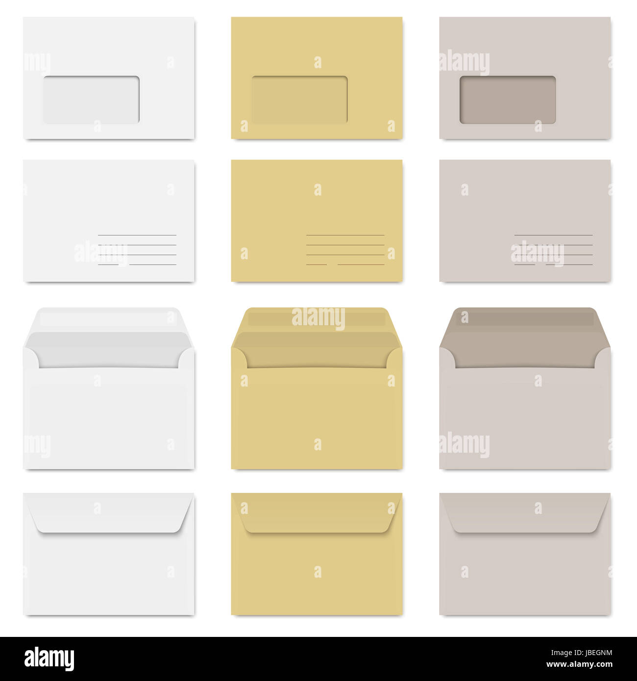 collection - envelopes white / brown / gray Stock Photo - Alamy