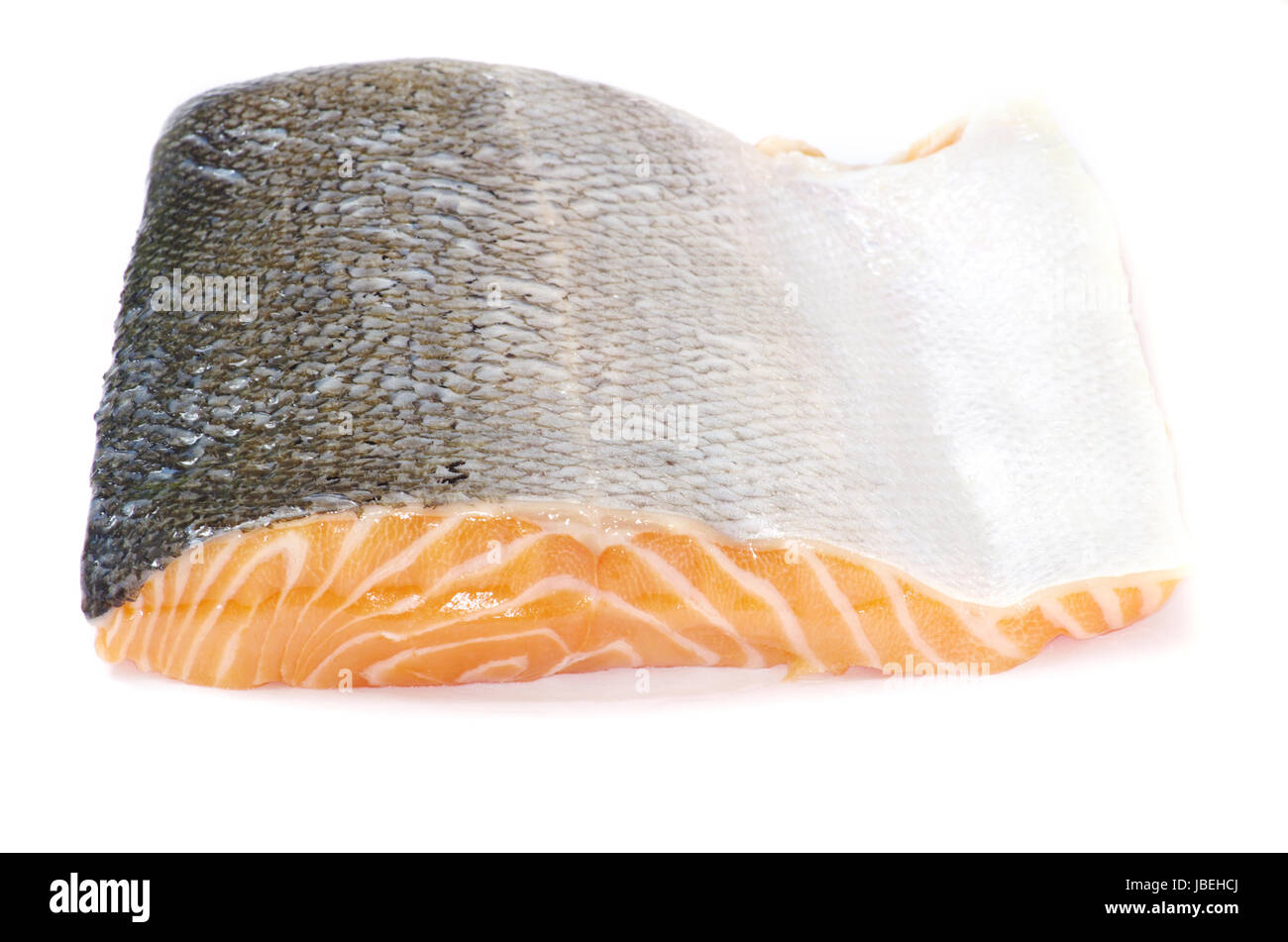 salmon steak red fish on white Stock Photo - Alamy