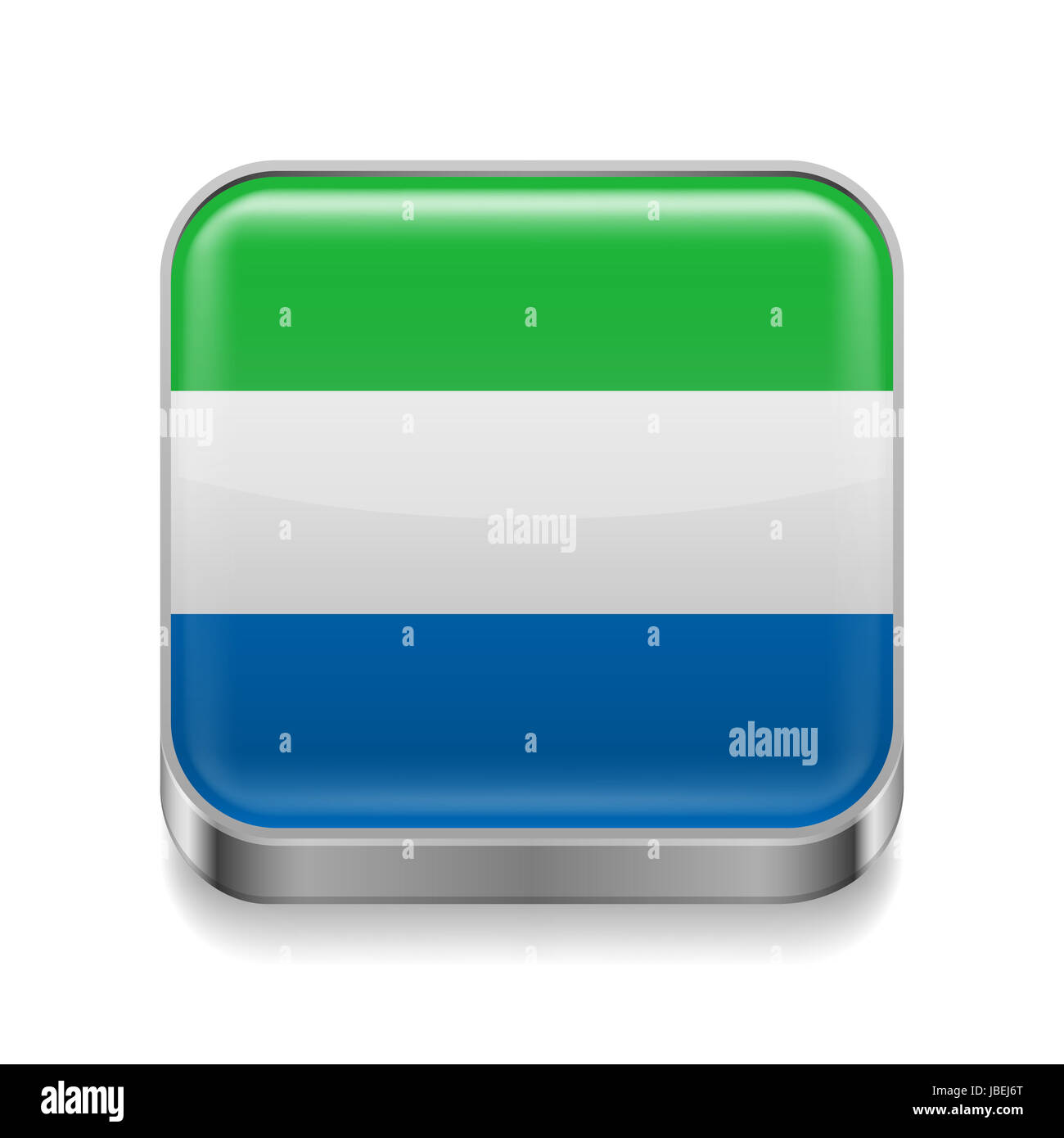 Metal square icon with flag colors of Sierra Leone Stock Photo - Alamy