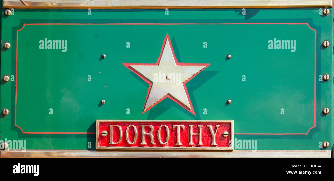 Name plate from Shuttleworth 1914 steam engine 'Dorothy' Stock Photo