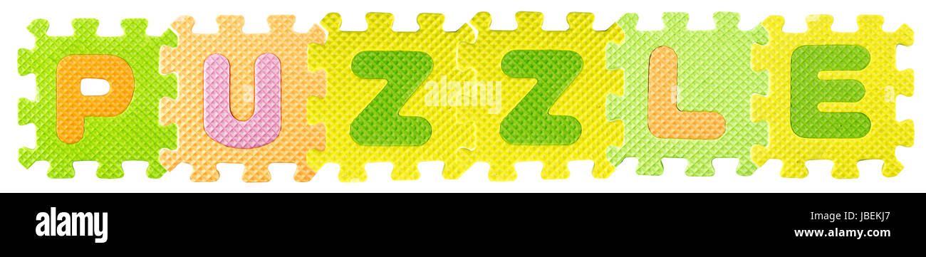 Puzzle word created from Alphabet puzzle isloated on white background ...