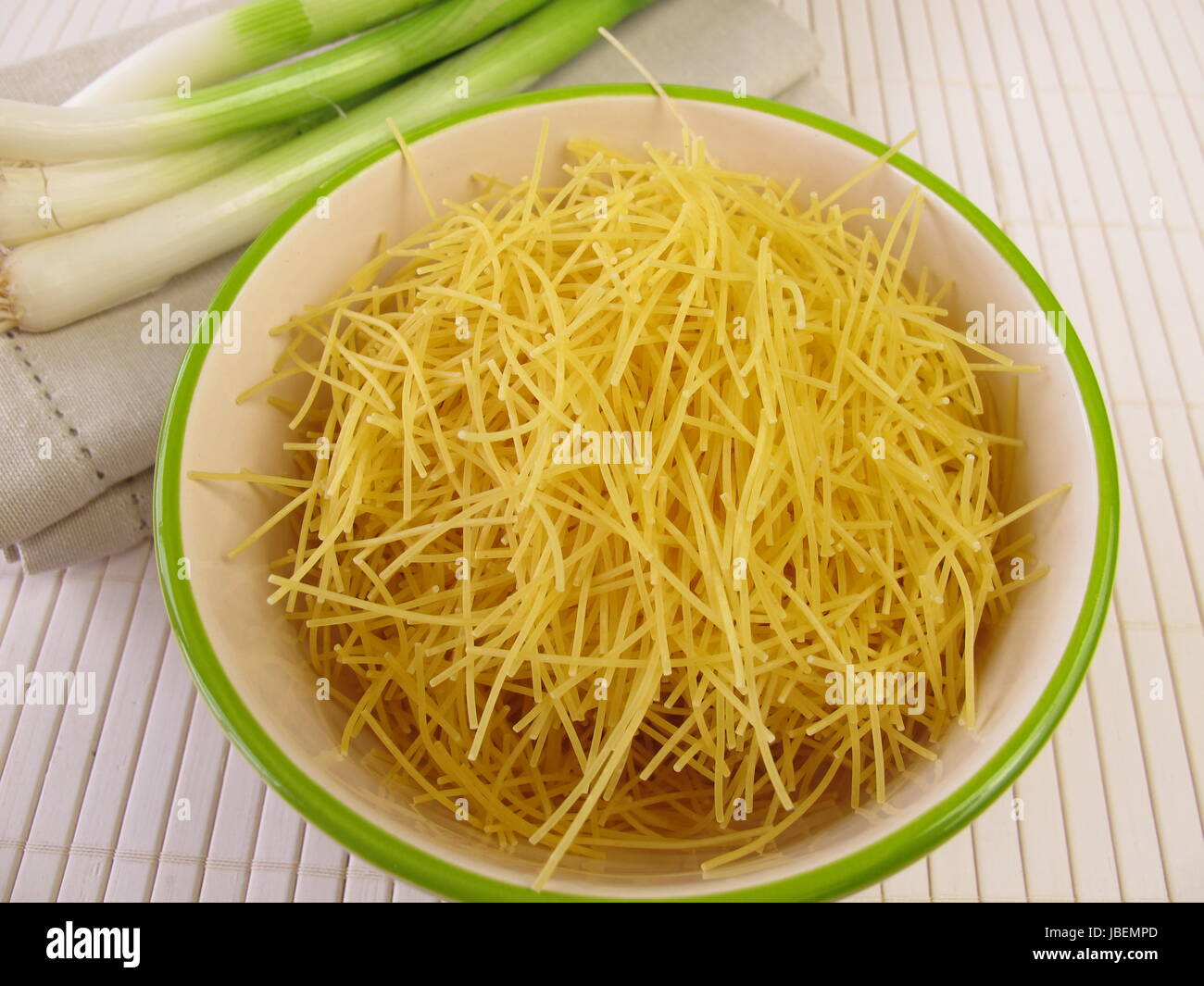 vermicelli and spring onions Stock Photo