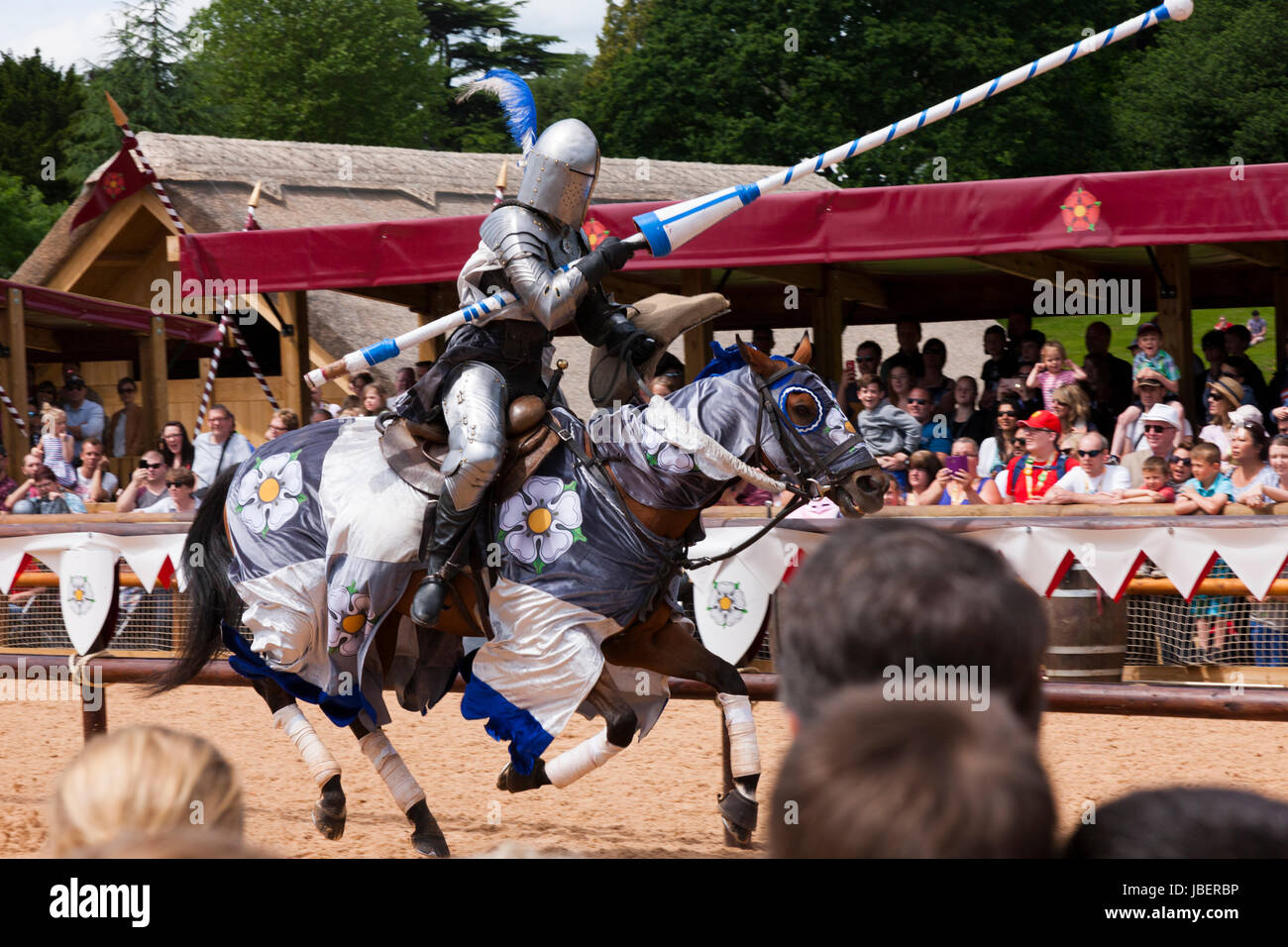War of the Roses jousting battle re-enactment performed in front of an  audience of tourists at Warwick castle in Warwickshire. UK. (88 Stock Photo  - Alamy
