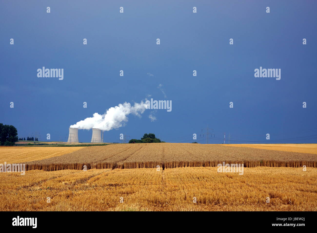 cooling tower water vapor Stock Photo