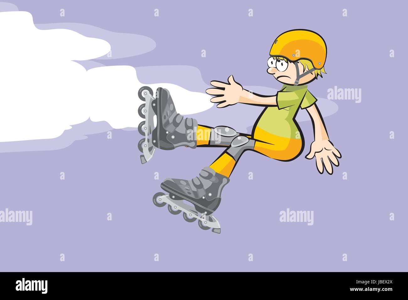 Cool Rollerblader boy is jumping high in air. Conceptual vector