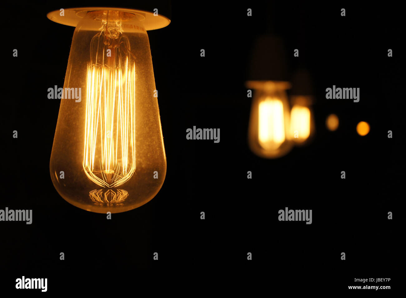 Filament light bulb row Stock Photo Alamy