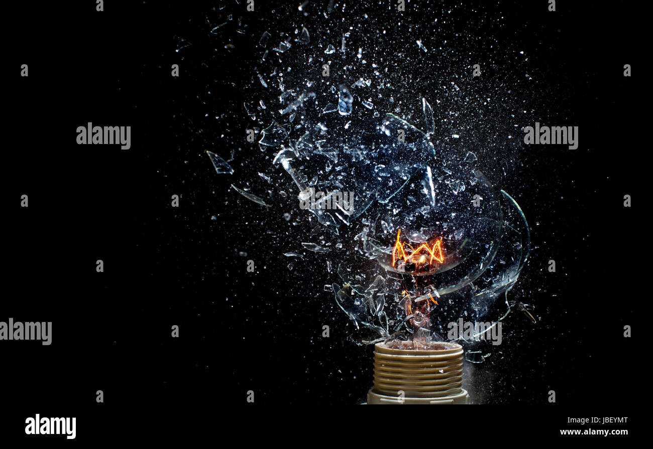 close up image of electric bulb explosion Stock Photo