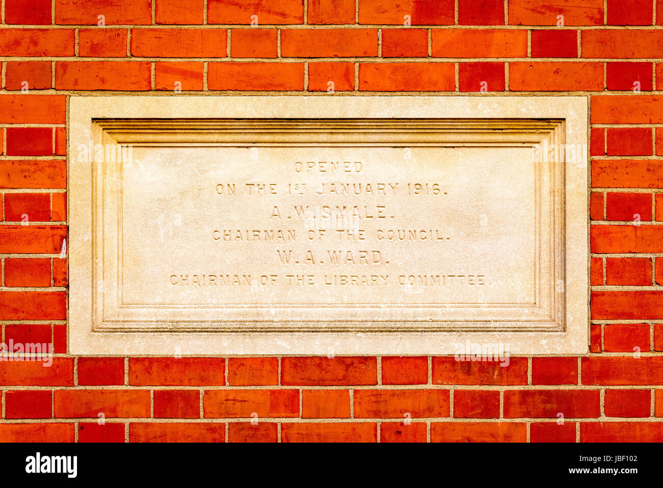 Dedication stone, Dartford Public Library, Central Park, Market Street