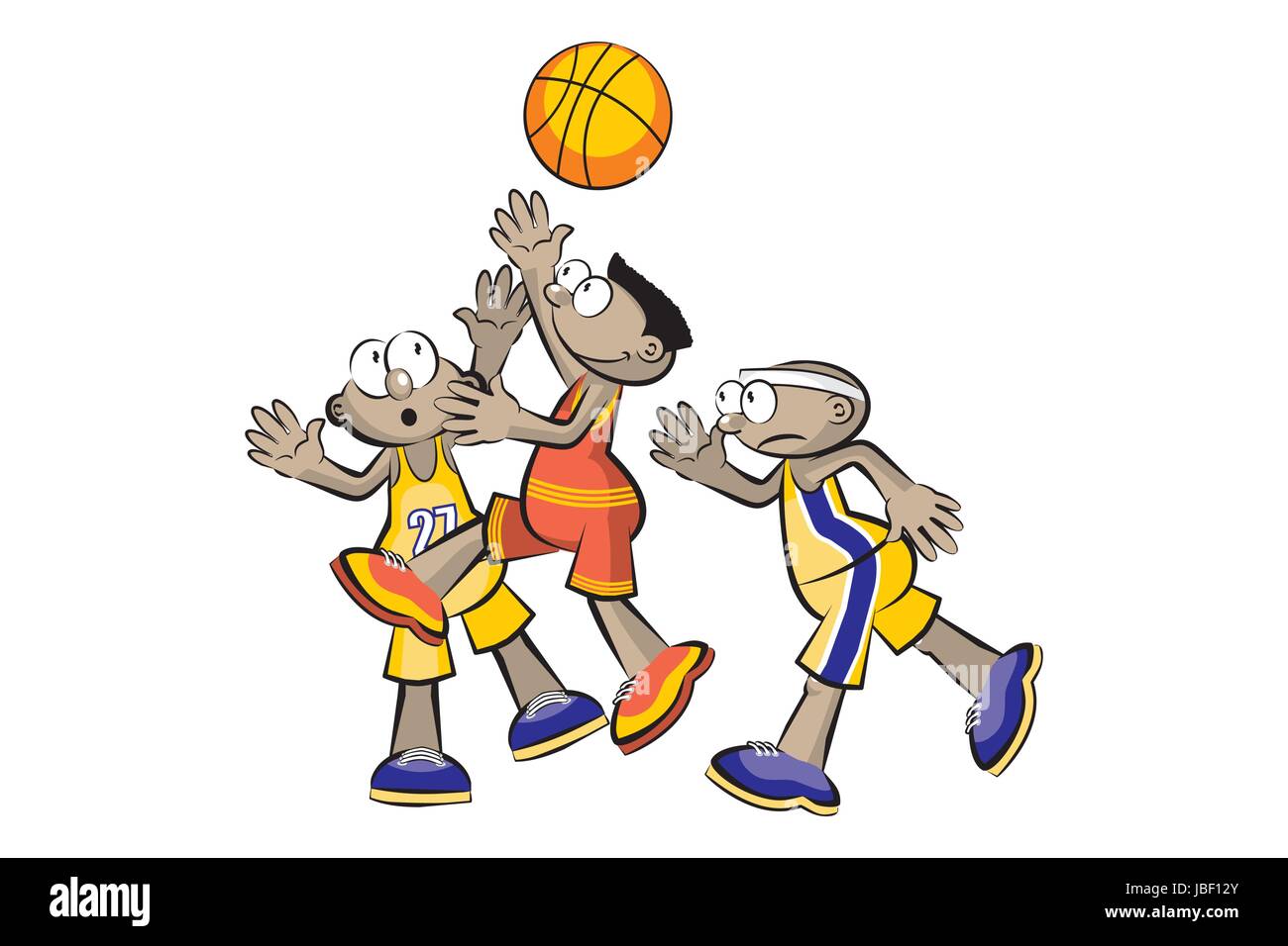 Three Basketball Players isolated over white. Conceptual vector ...