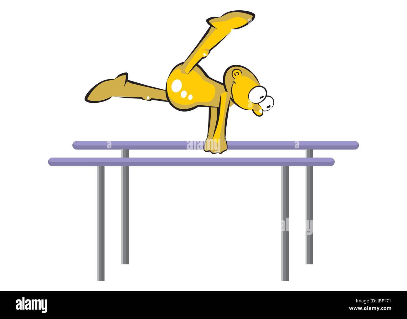 Artistic Gymnastics Athlete in parallel bars. Cartoon Olympics Summer Games Stock Vector