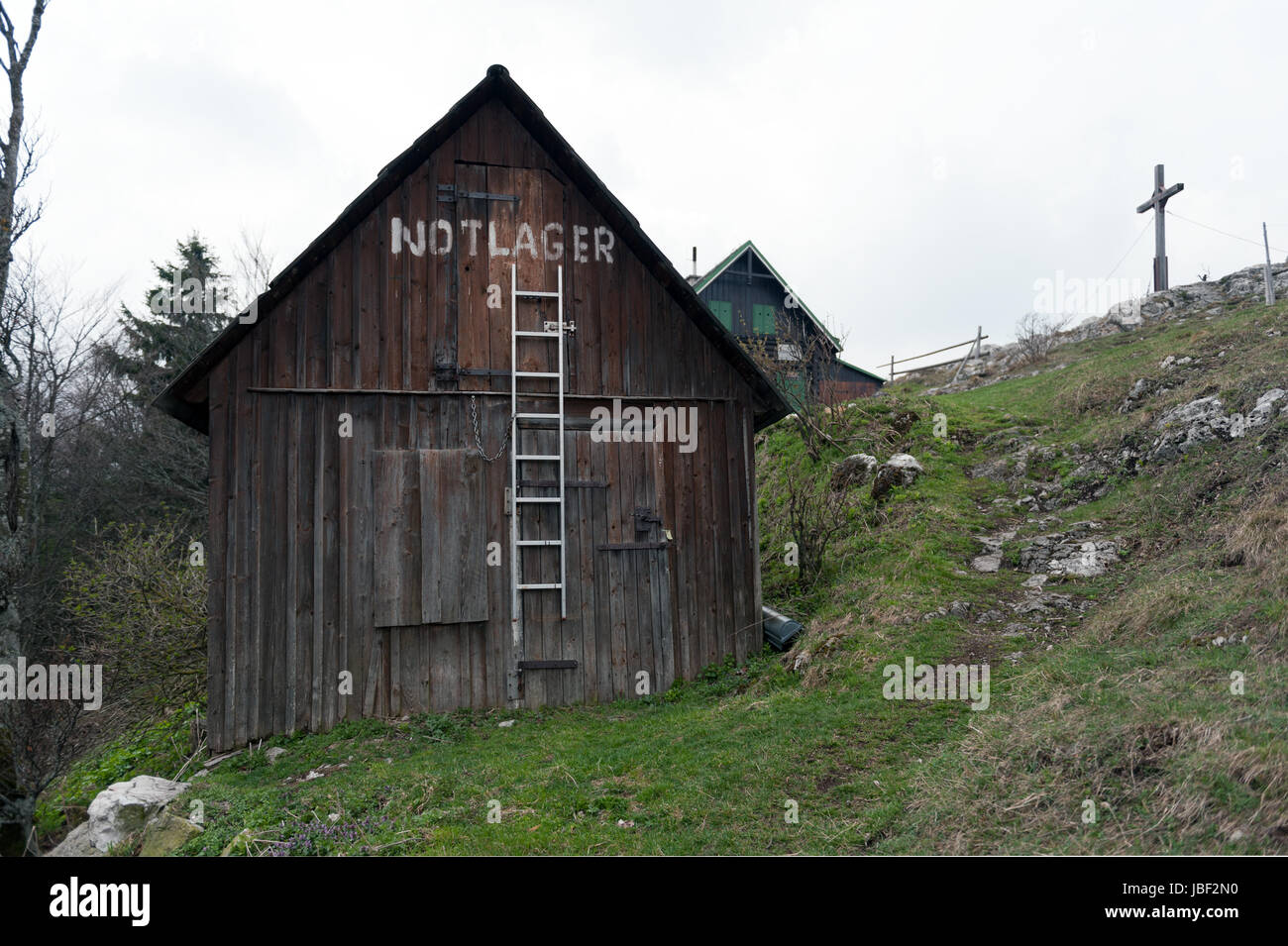 Makeshift bed inside a cabin Stock Photo Alamy