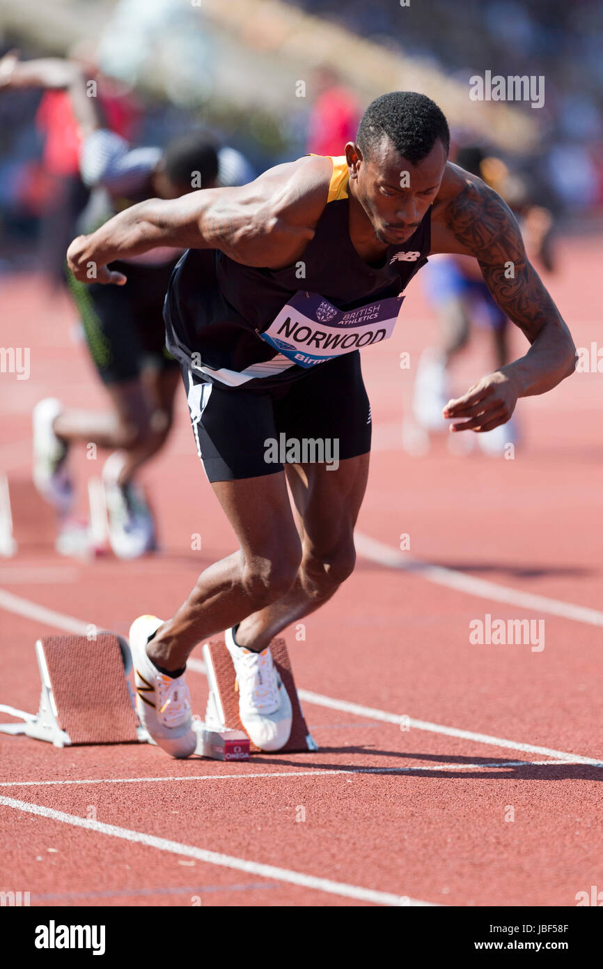 Vernon NORWOOD competing in the 400m Men's  at the 2016 IAAF Diamond League, Alexander Stadium, Birmingham, UK, 6th June 2016. Stock Photo